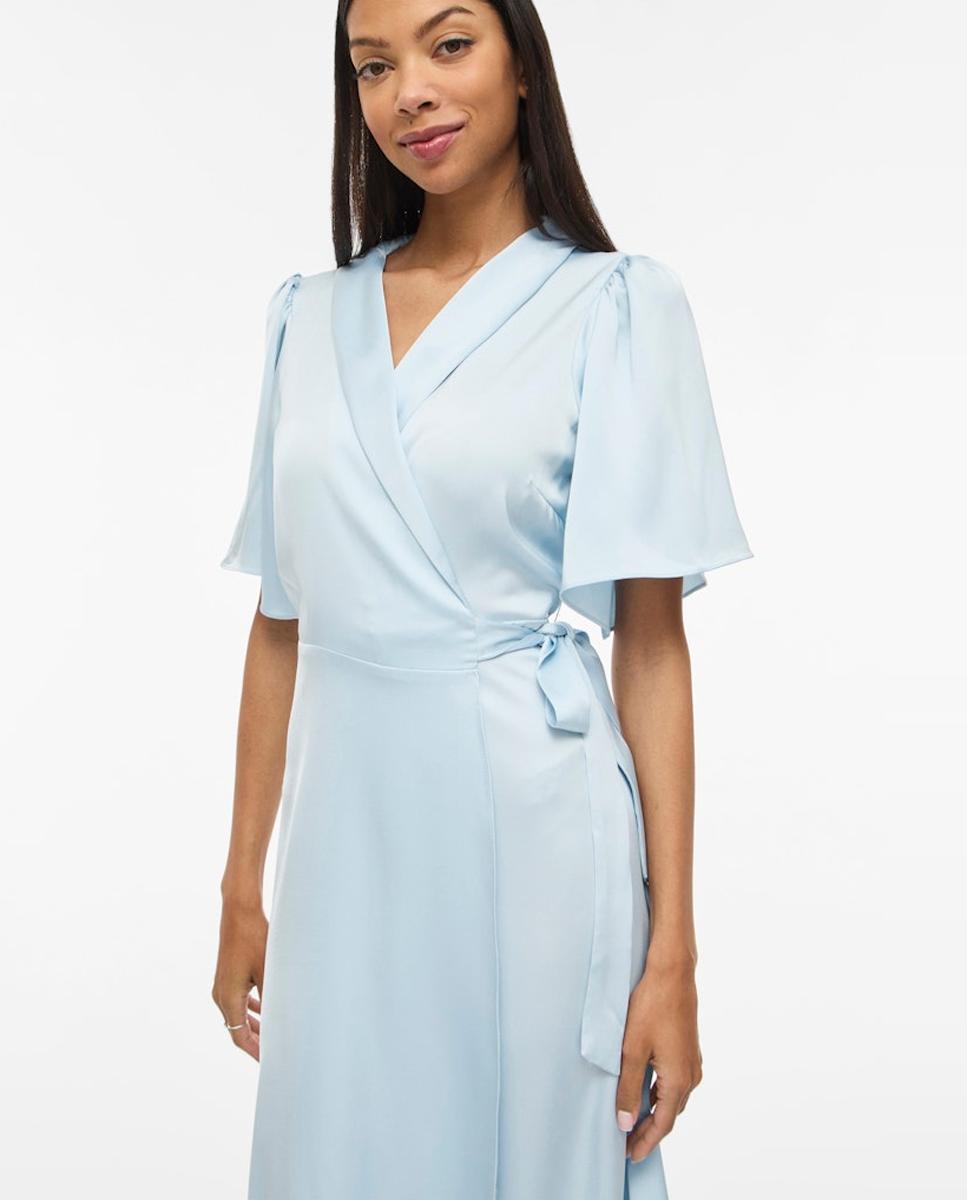 Vestido Midi Acetinado Cruzado Azul-claro-4