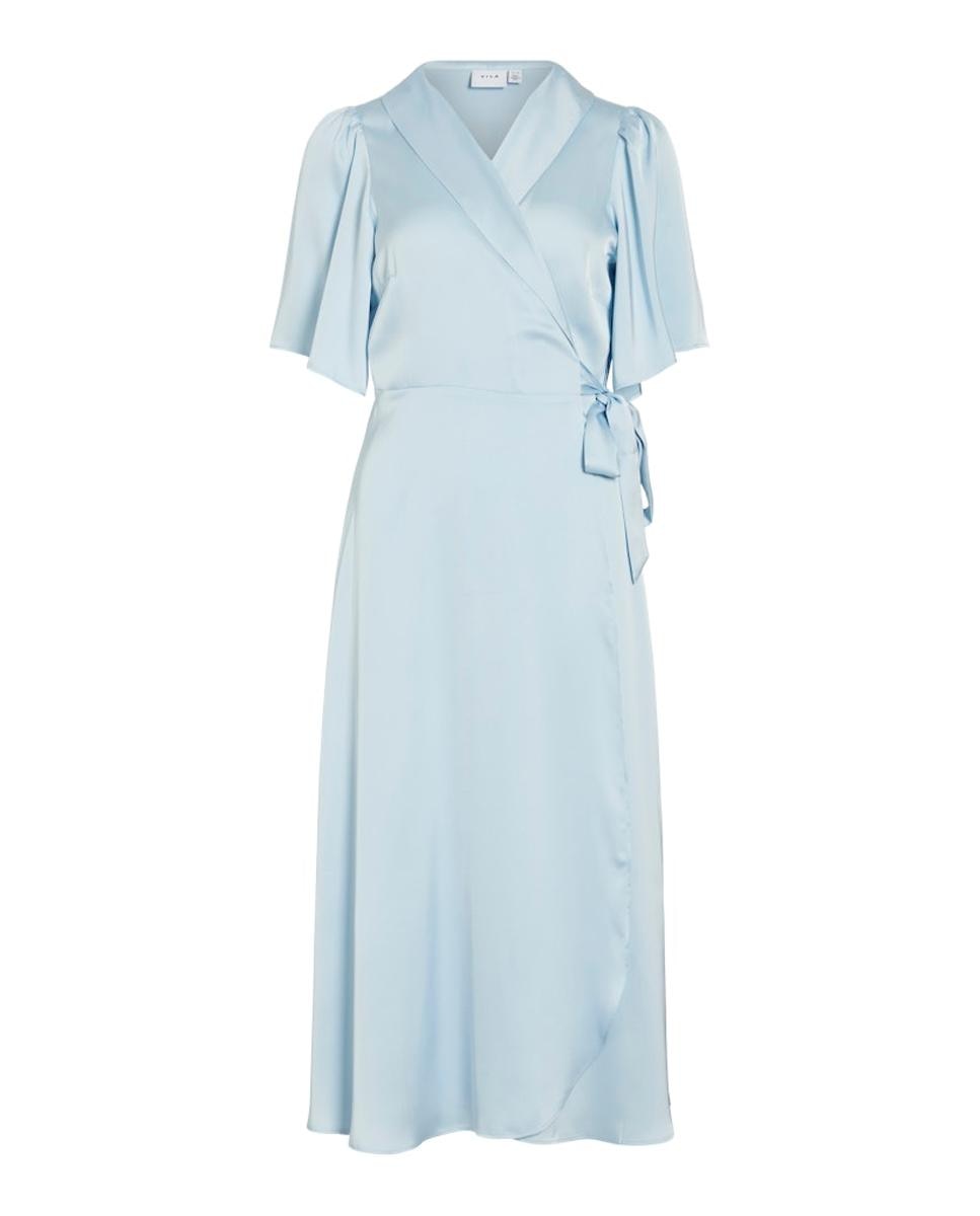 Vestido Midi Acetinado Cruzado Azul-claro-6