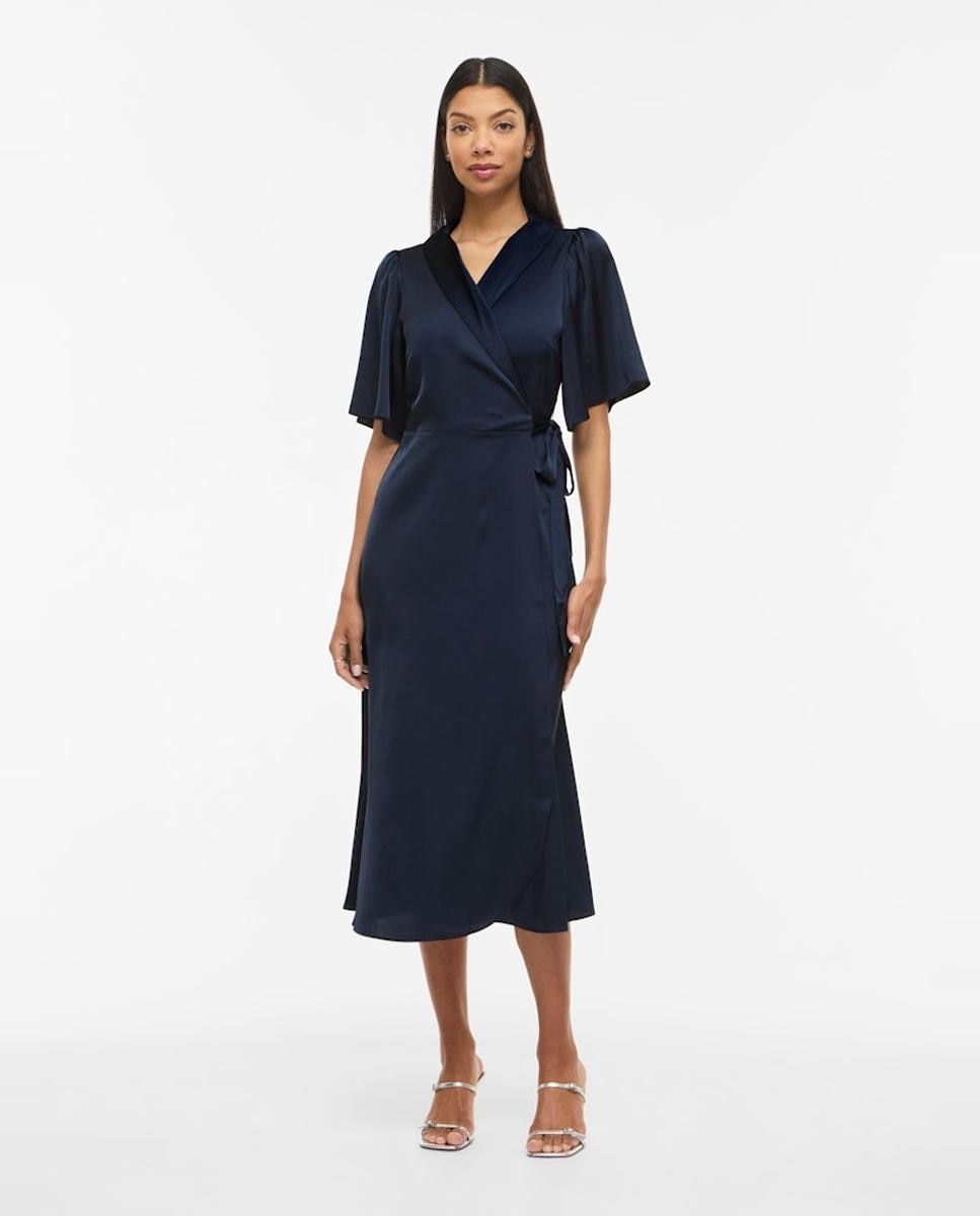 Imagem 0 de Vestido Midi Acetinado Cruzado