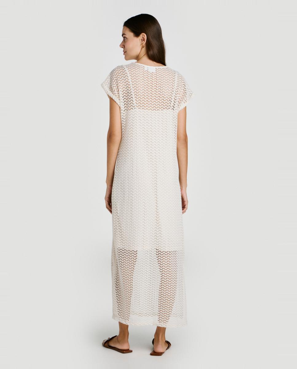 Vestido midi con calados - Vila - Rojo Beige-2