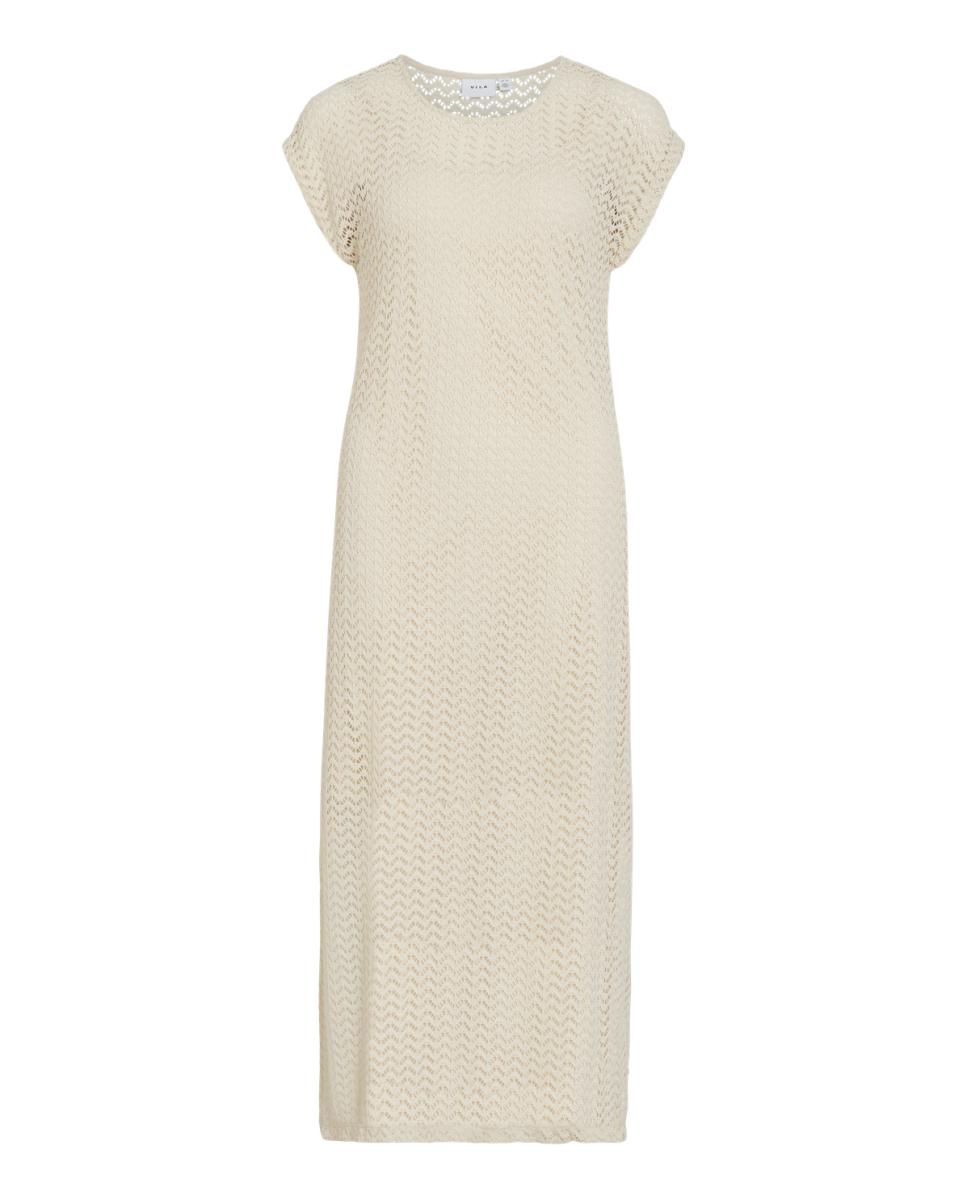 Vestido midi con calados - Vila - Rojo Beige-5