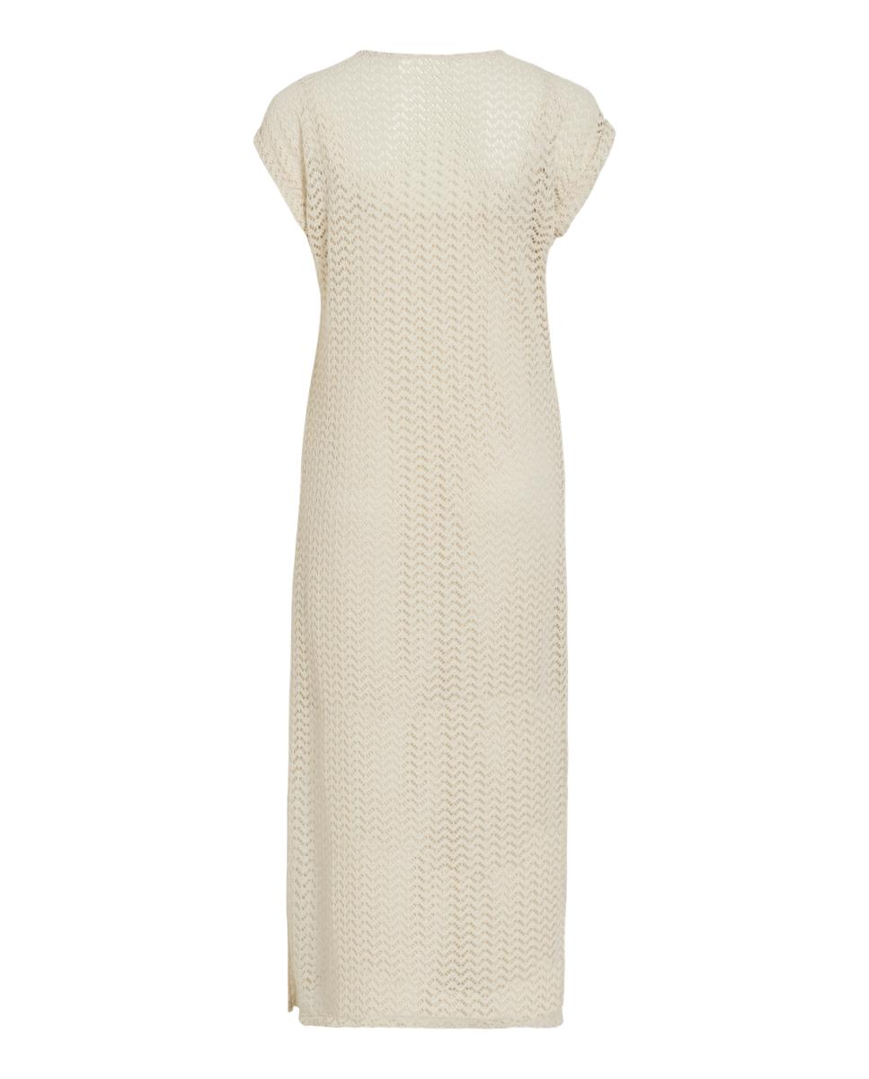 Vestido midi con calados - Vila - Rojo Beige-6