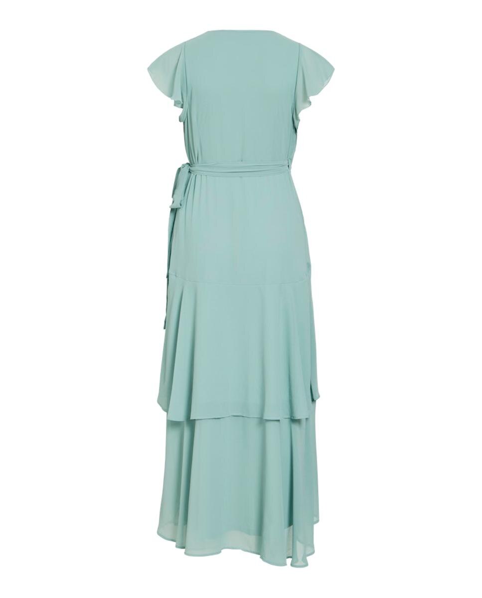 Vestido Midi Cruzado com Laço de Festa Azul-claro-6