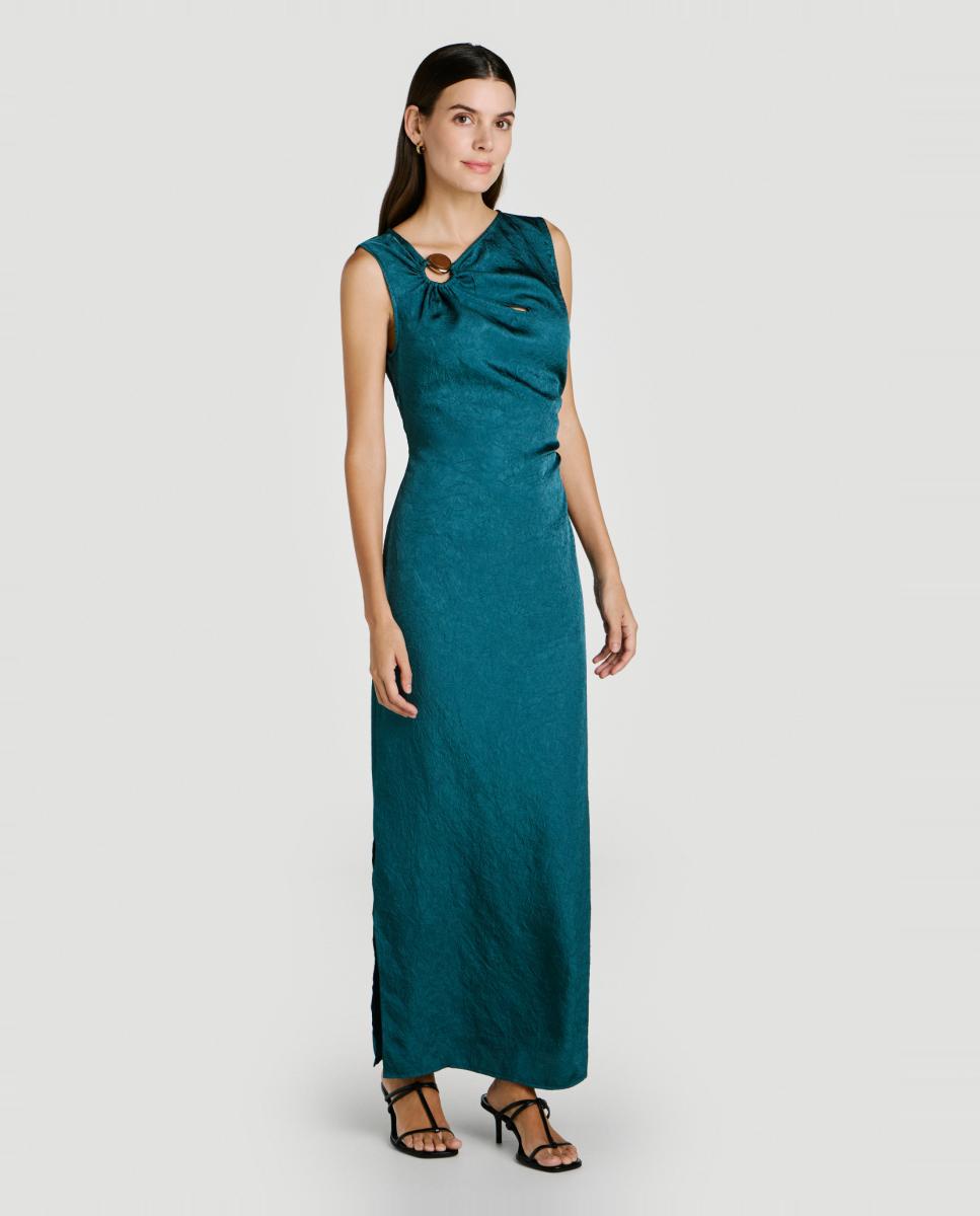 Vestido largo sin mangas con detalle drapeado - Vila - Verde anticuario Verde anticuario-1