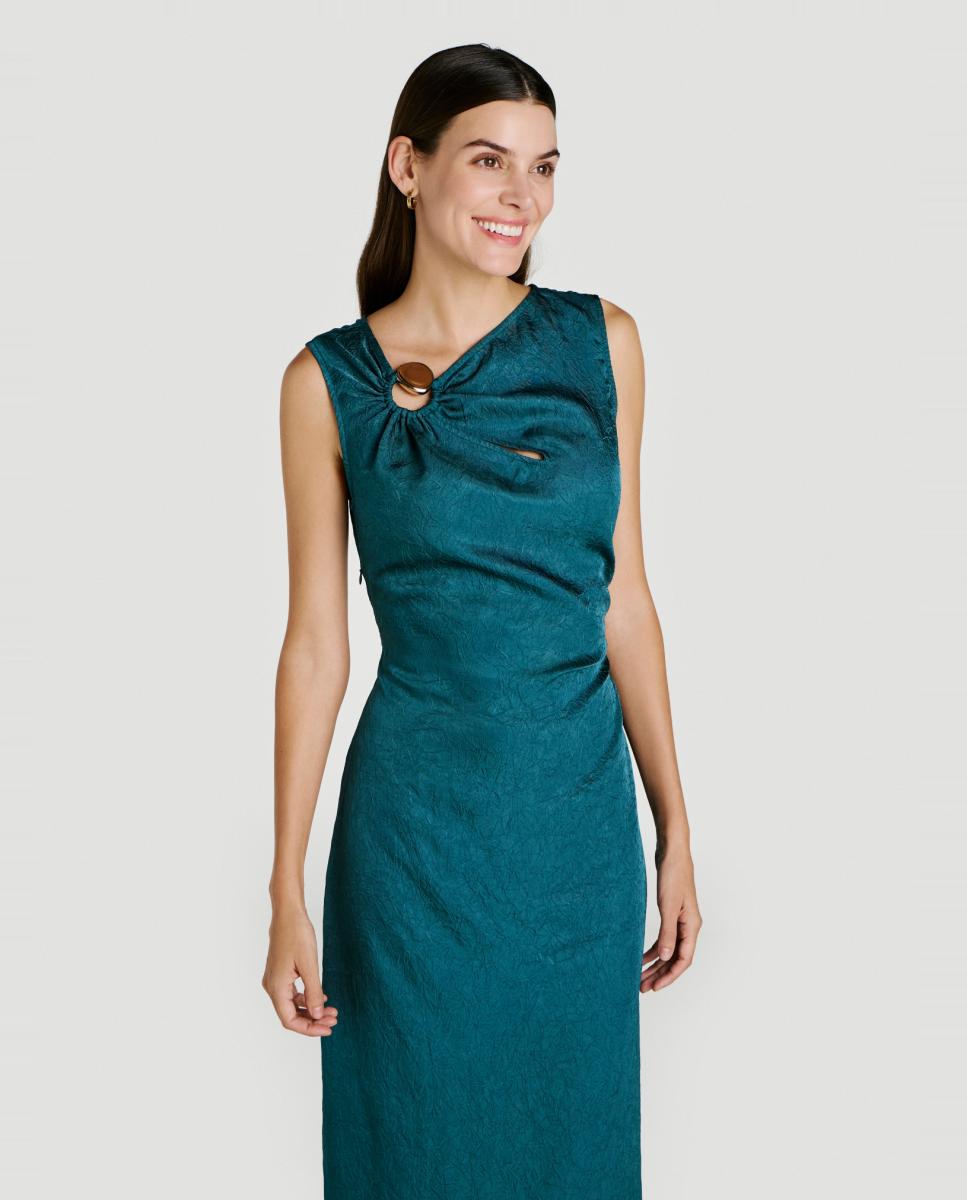 Vestido largo sin mangas con detalle drapeado - Vila - Verde anticuario Verde anticuario-3