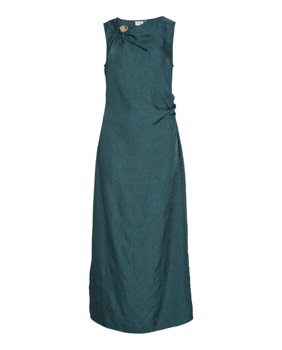 Vestido largo sin mangas con detalle drapeado - Vila - Verde anticuario Verde anticuario-5