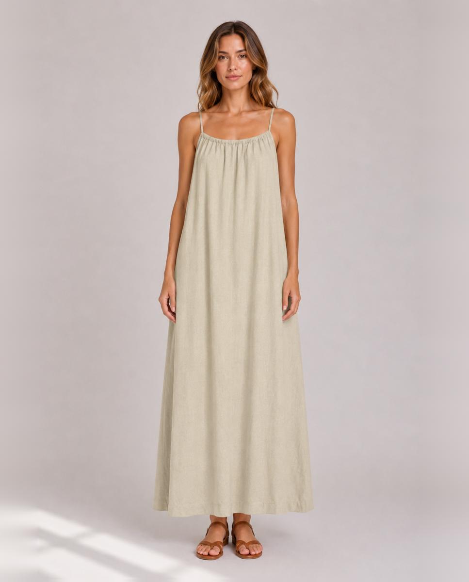 Vila - Vestido largo con tirantes de lino.