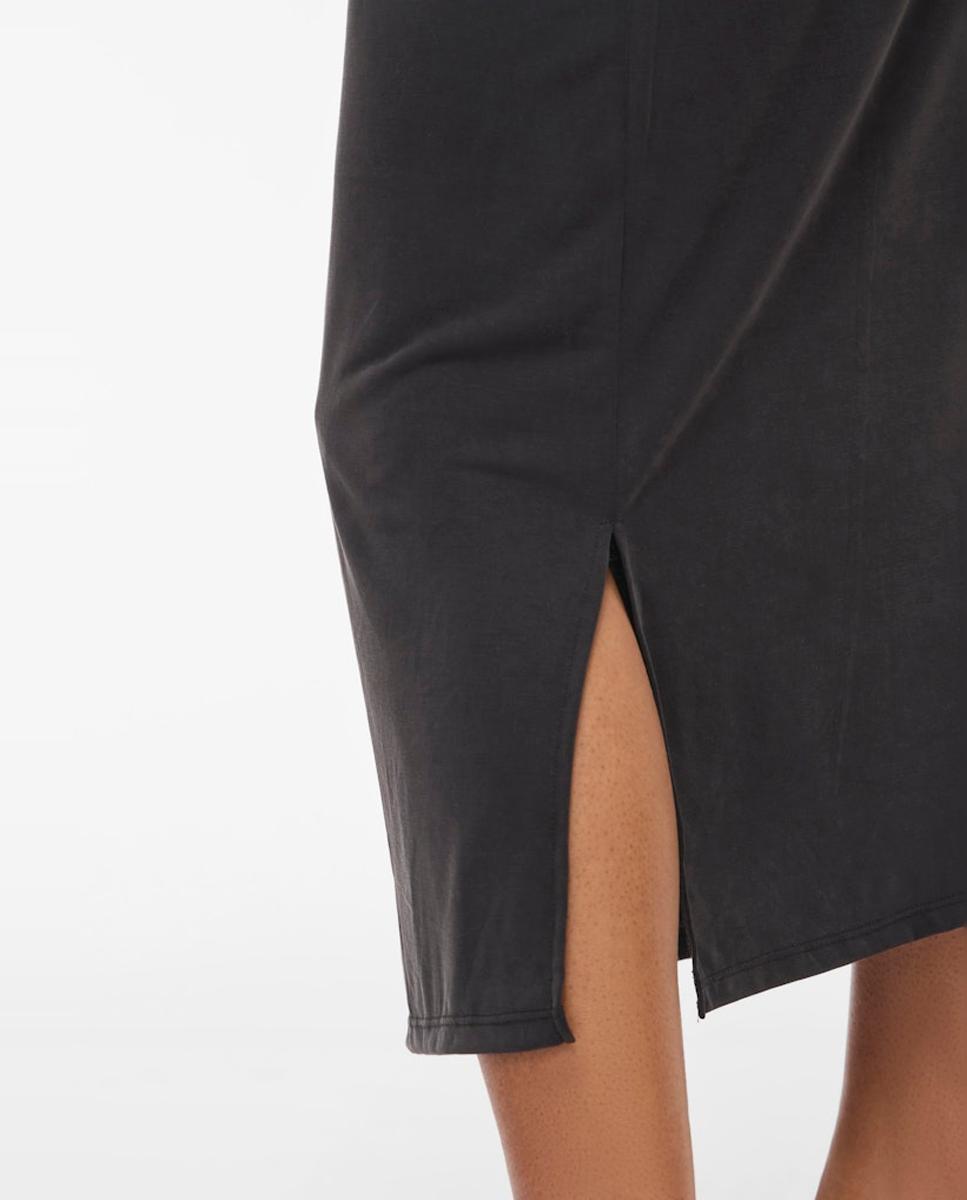 Vestido Midi de Modal com Decote à Barco Preto-5