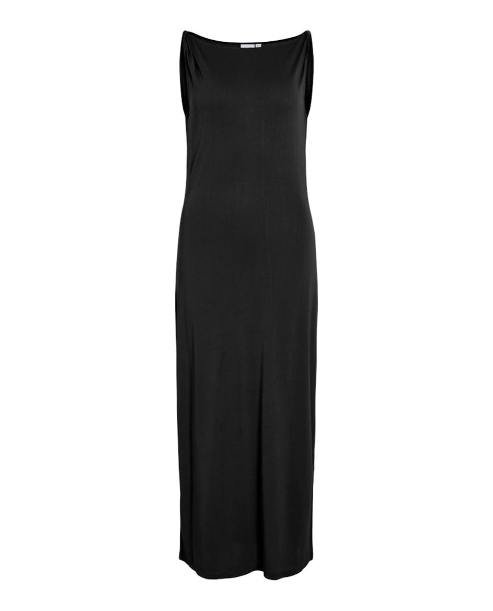 Vestido Midi de Modal com Decote à Barco Preto-6