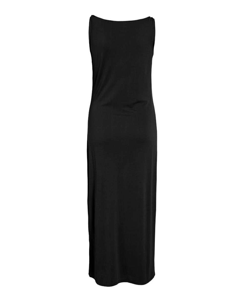 Vestido Midi de Modal com Decote à Barco Preto-7