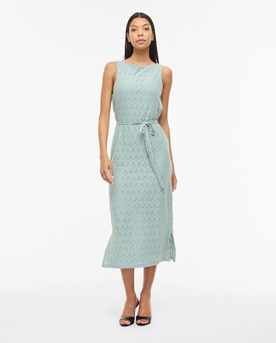 Imagem 0 de Vestido Midi de Algodão com Rendilhados