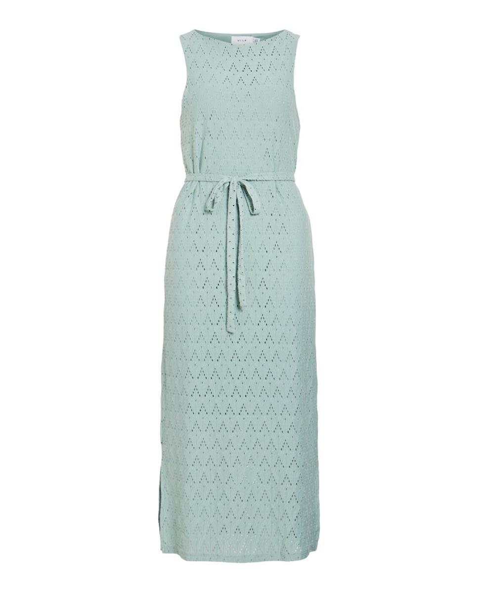 Vestido Midi de Algodão com Rendilhados Verde-6
