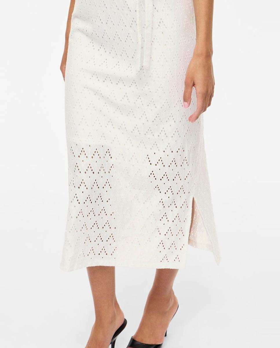 Vestido Midi de Algodão com Rendilhados Branco-2