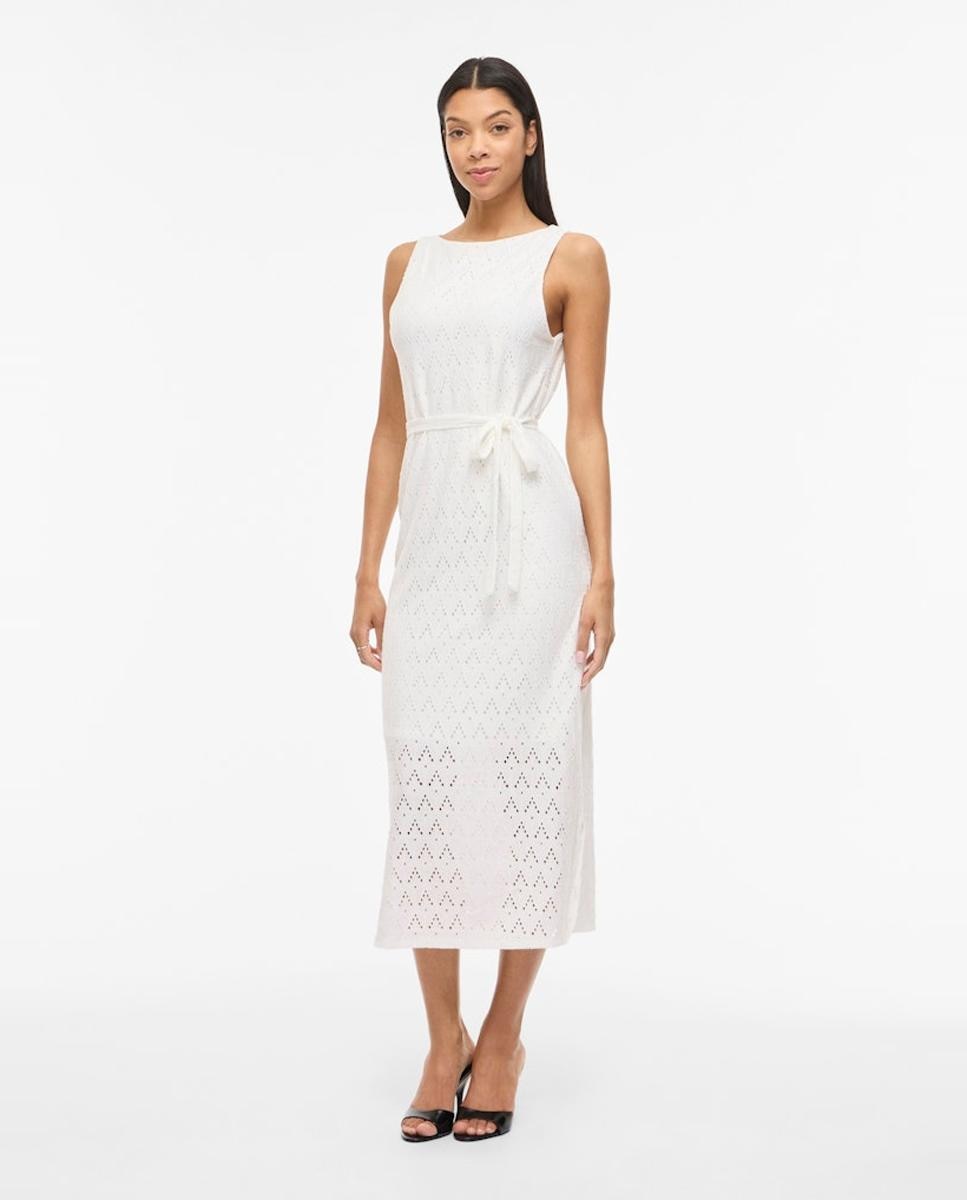 Vestido Midi de Algodão com Rendilhados Branco-4