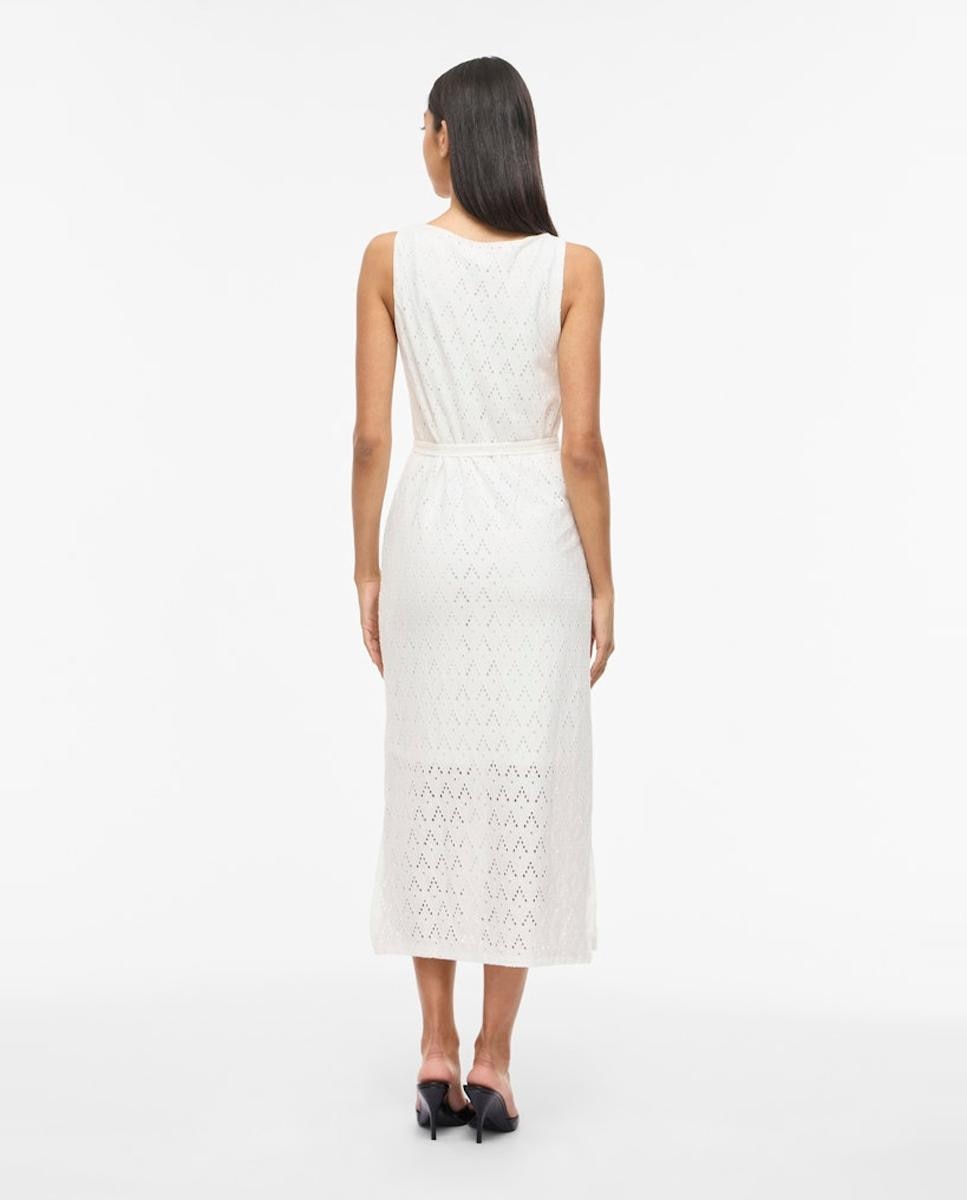 Vestido Midi de Algodão com Rendilhados Branco-5