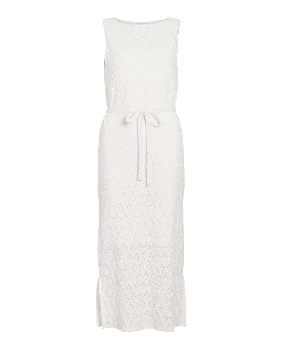 Vestido Midi de Algodão com Rendilhados Branco-6