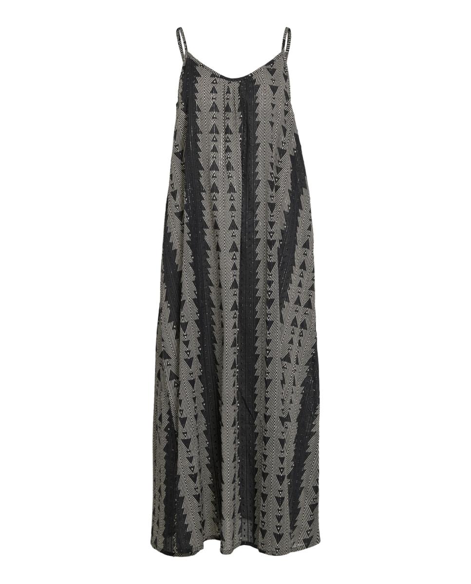 Vestido pelo Tornozelo sem Mangas e com Decote Redondo Largo Branco-4