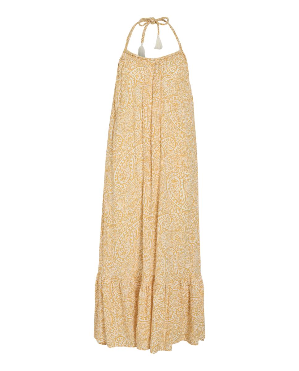 Vestido Midi sem Mangas com Decote Halter Natural-3