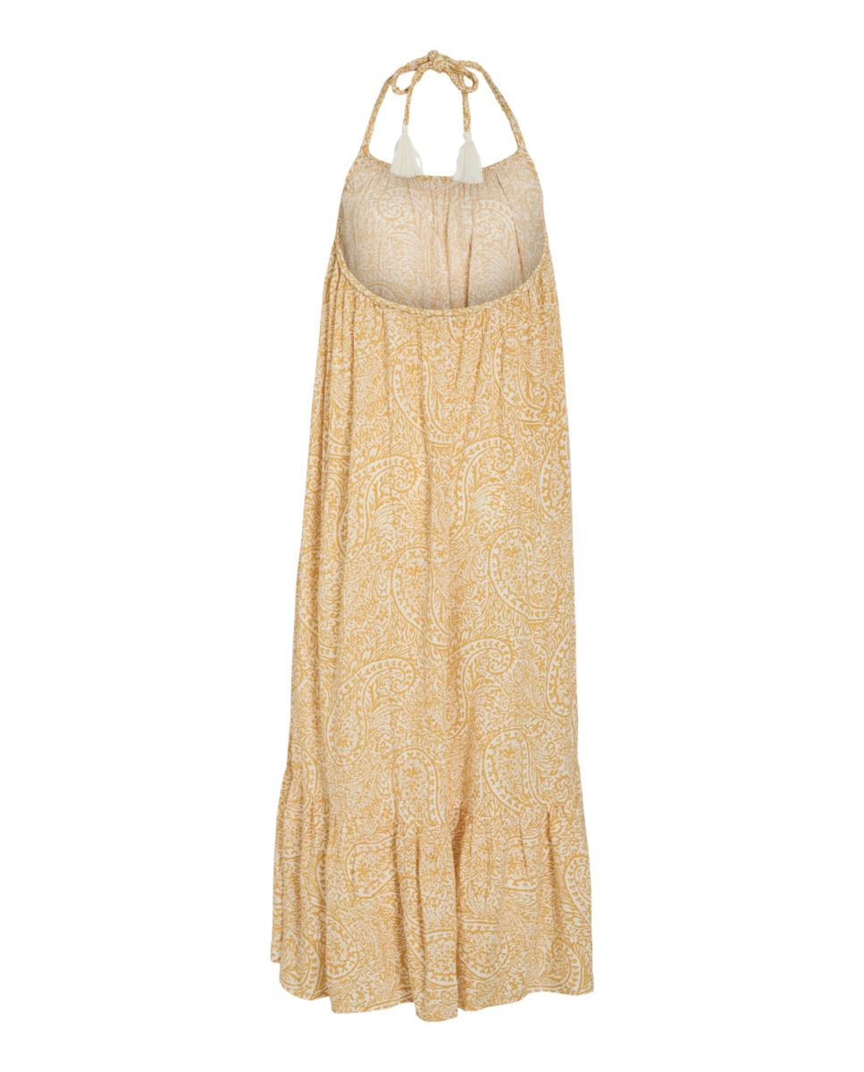 Vestido Midi sem Mangas com Decote Halter Natural-4