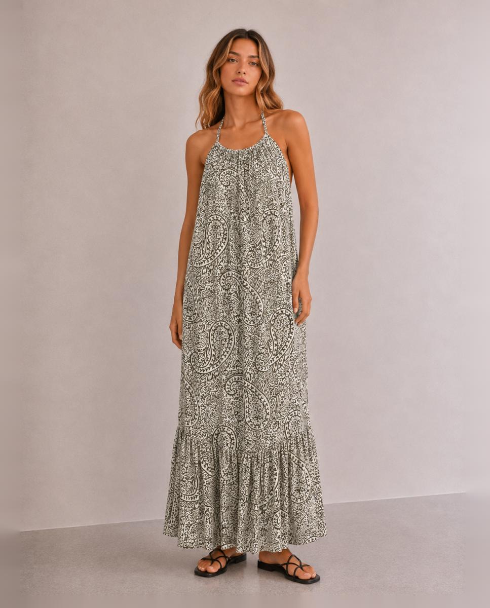 Imagem 0 de Vestido Midi sem Mangas com Decote Halter
