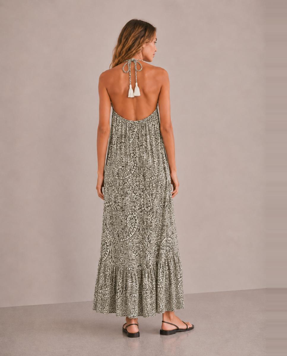 Vestido de mujer midi sin mangas con escote halter - Vila - Natural Natural-2