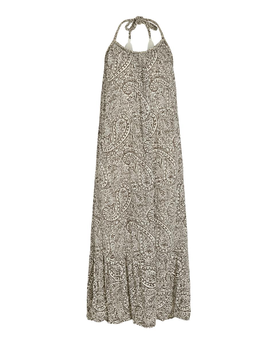 Vestido de mujer midi sin mangas con escote halter - Vila - Natural Natural-3