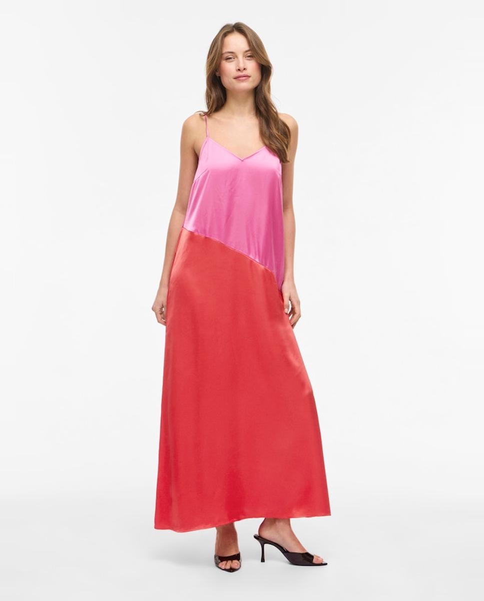 Vestido pelo Tornozelo sem Mangas e com Decote em Bico Vermelho-3