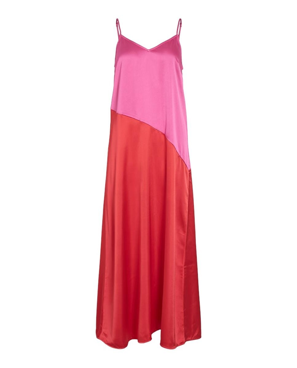 Vestido pelo Tornozelo sem Mangas e com Decote em Bico Vermelho-5