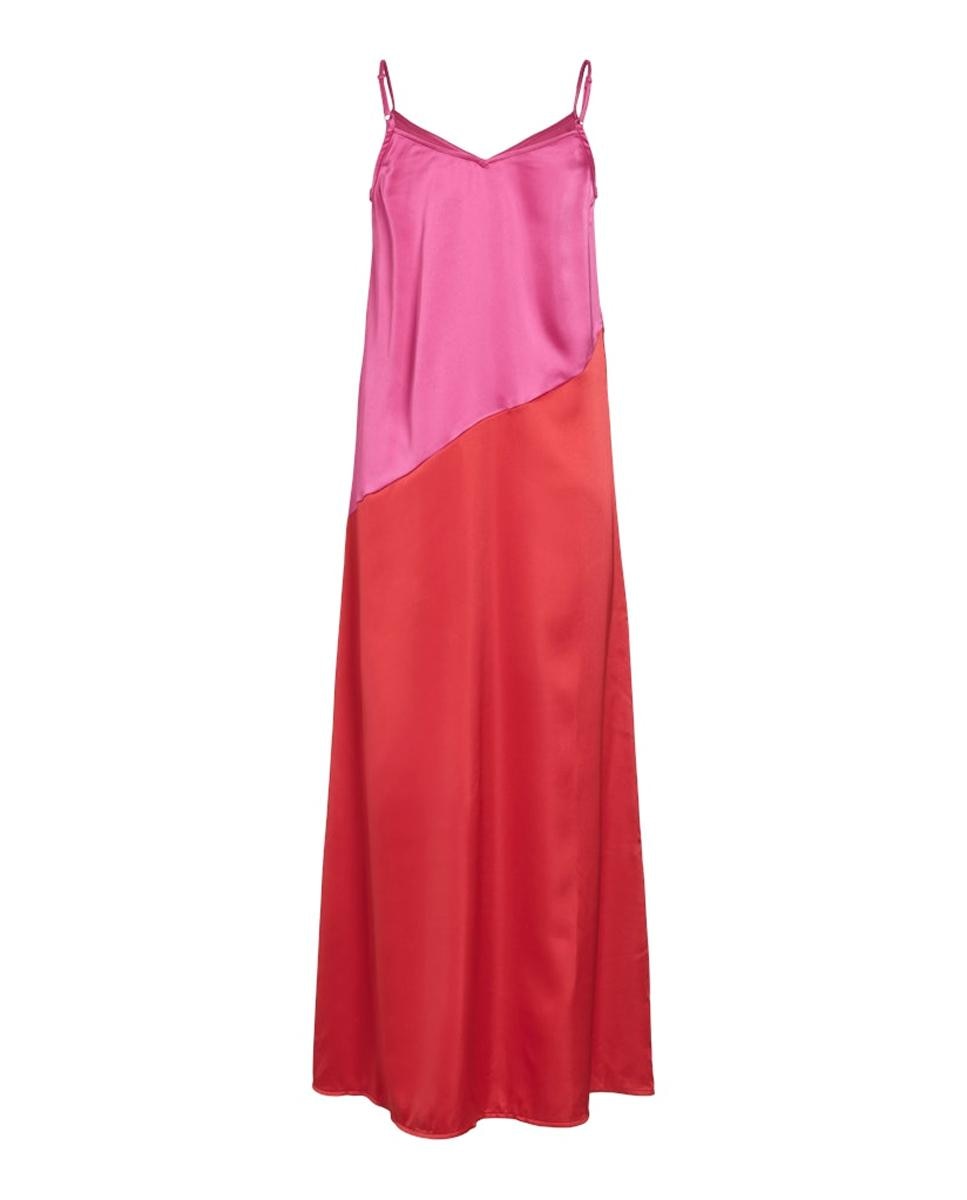 Vestido pelo Tornozelo sem Mangas e com Decote em Bico Vermelho-6