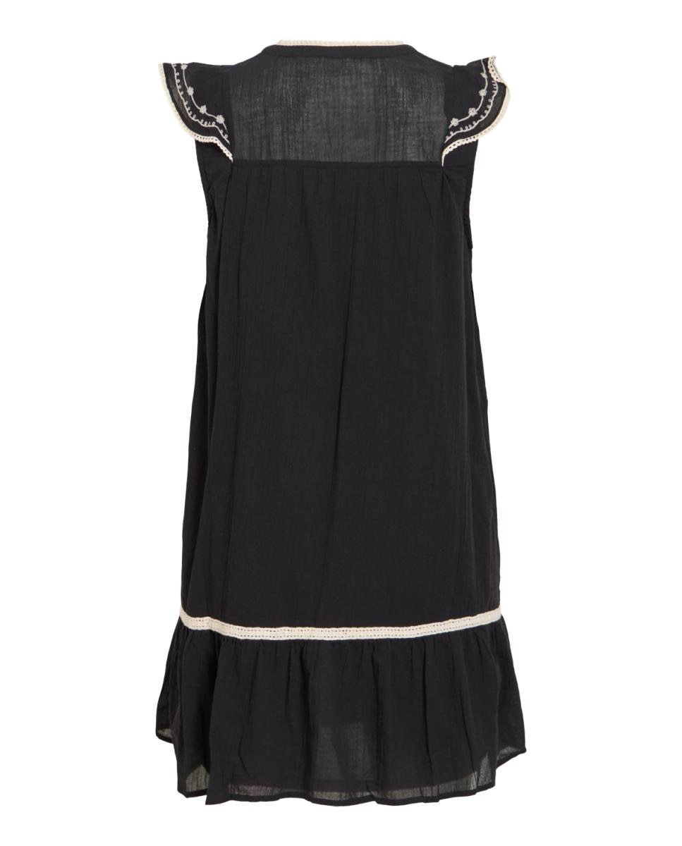 Vestido Curto sem Mangas e com Decote em Bico Bege-4