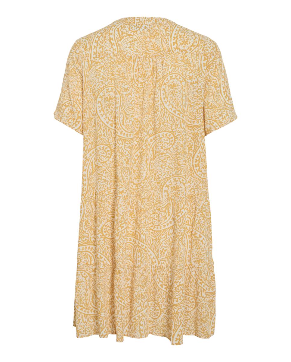 Vestido Curto com Manga Cap e Decote em Bico Natural-5