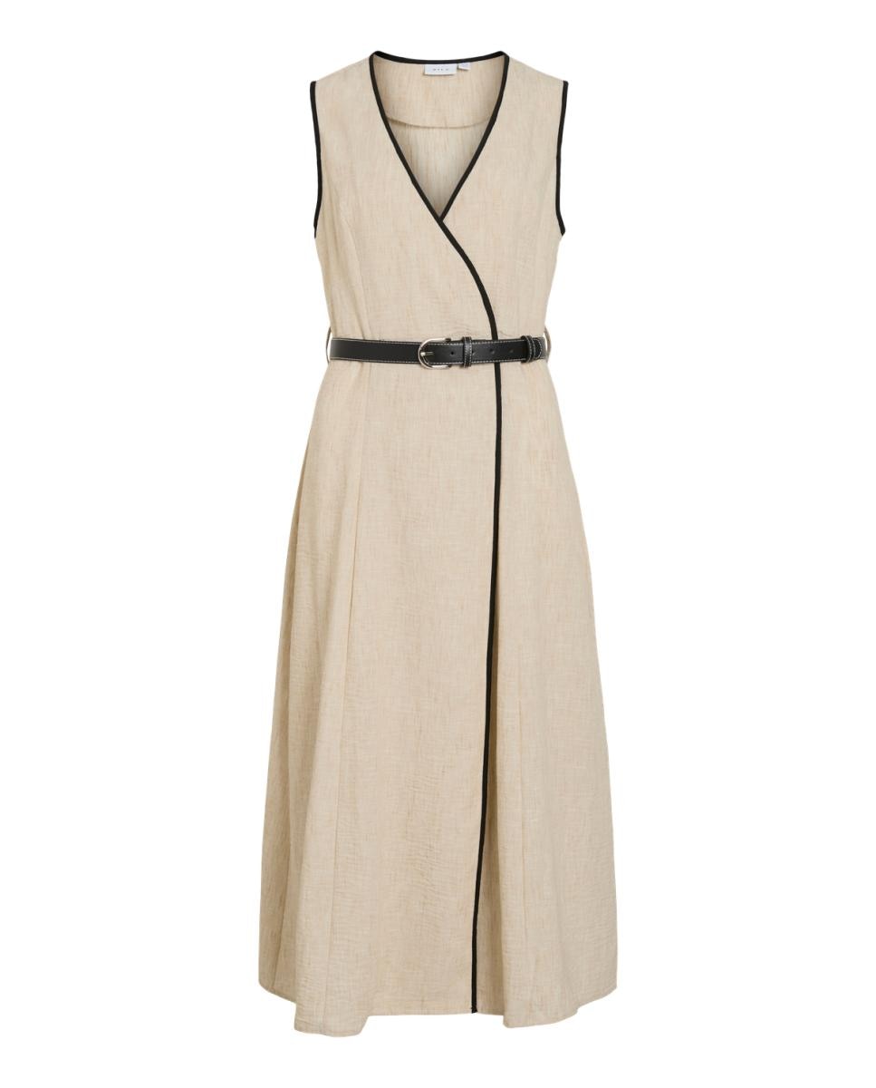 Vestido Midi sem Mangas com Decote em Bico Preto-4