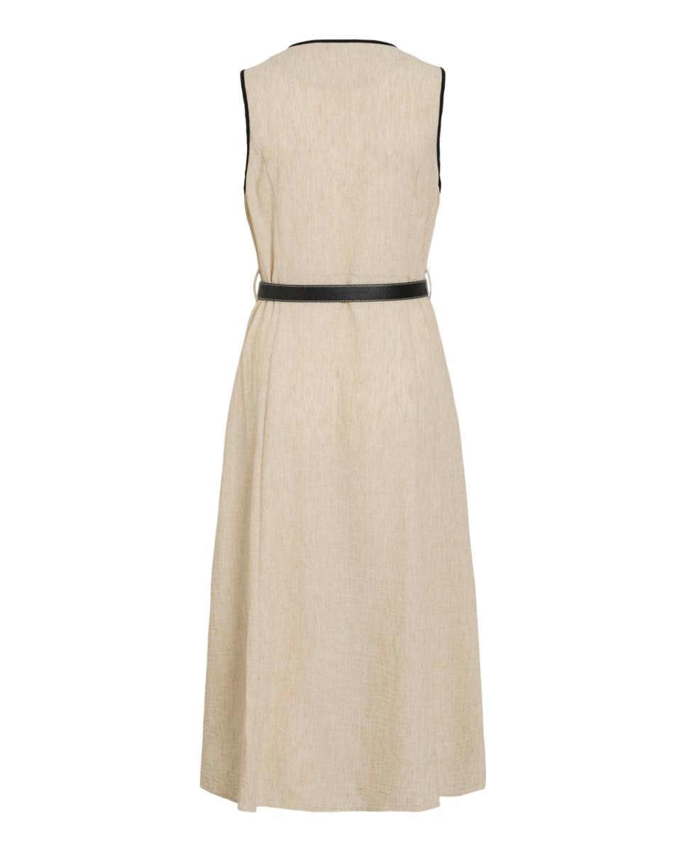 Vestido Midi sem Mangas com Decote em Bico Preto-5