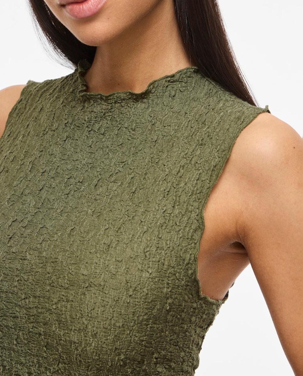 Vestido Midi Cintado sem Mangas Verde-militar-4