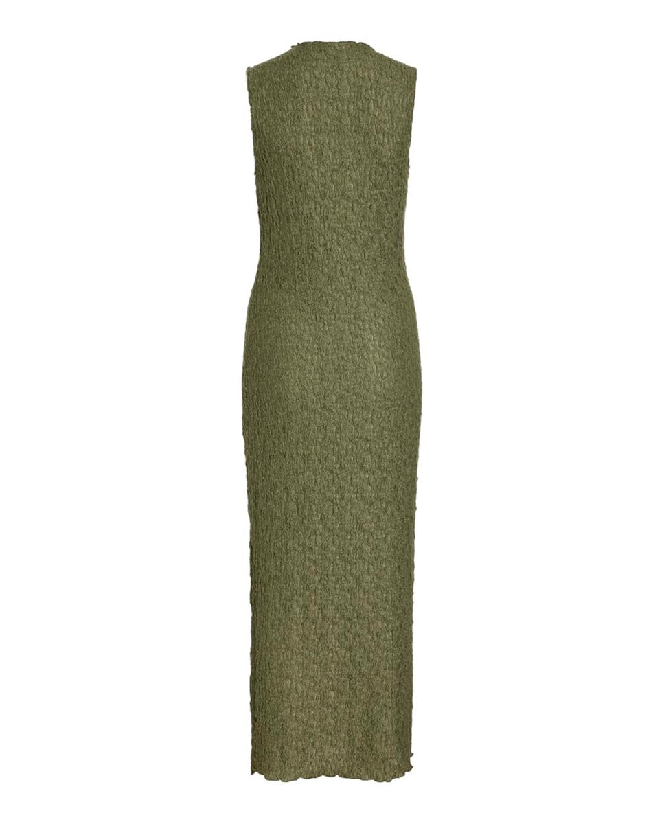 Vestido Midi Cintado sem Mangas Verde-militar-7