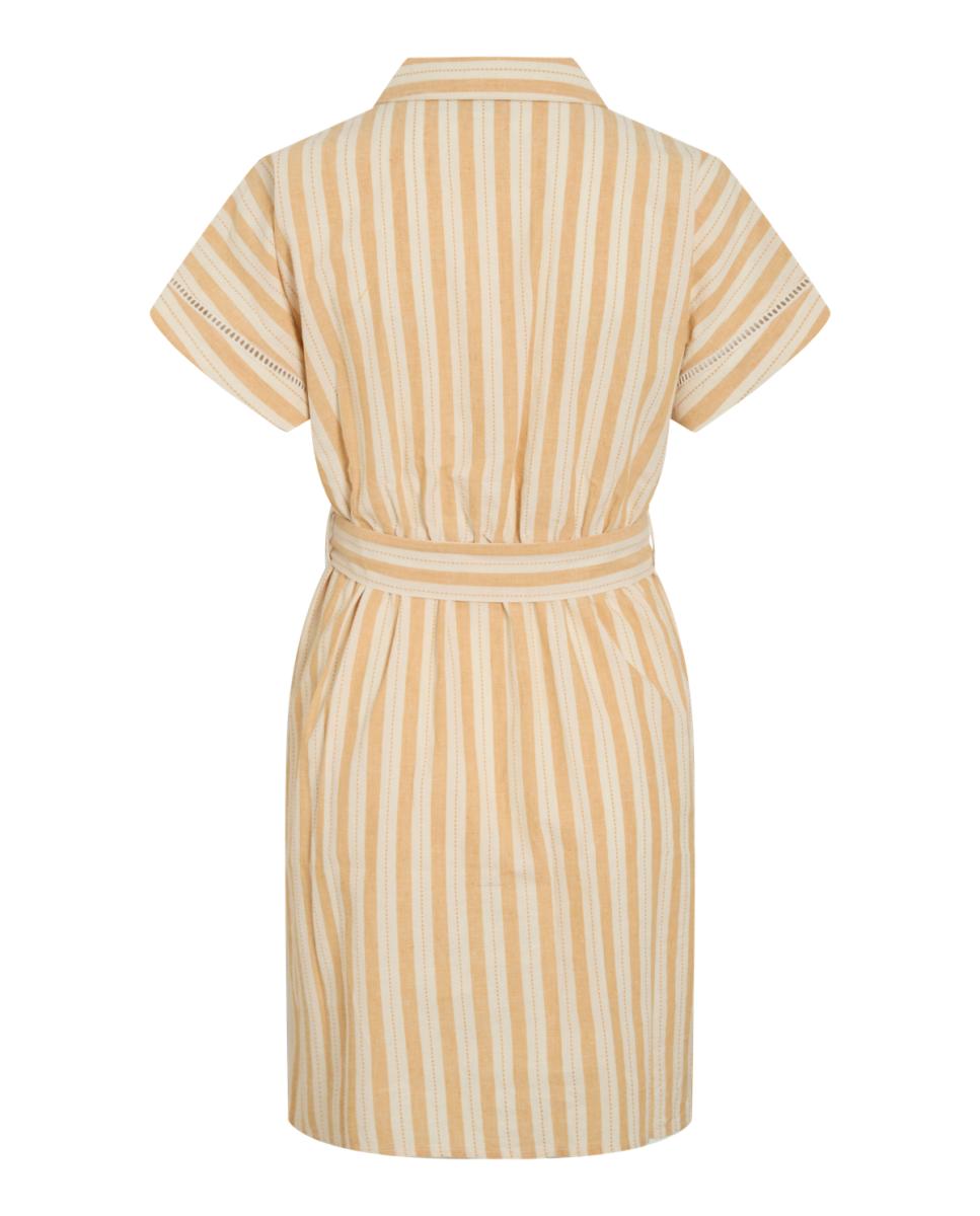 Vestido Camiseiro Curto de Algodão e Linho Amarelo-6