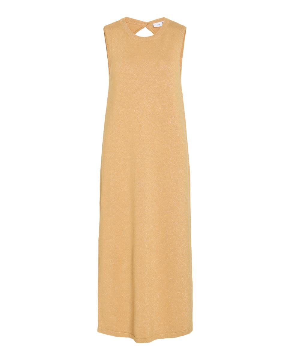 Vestido Midi de Malha com Fio Metalizado Caramelo-5