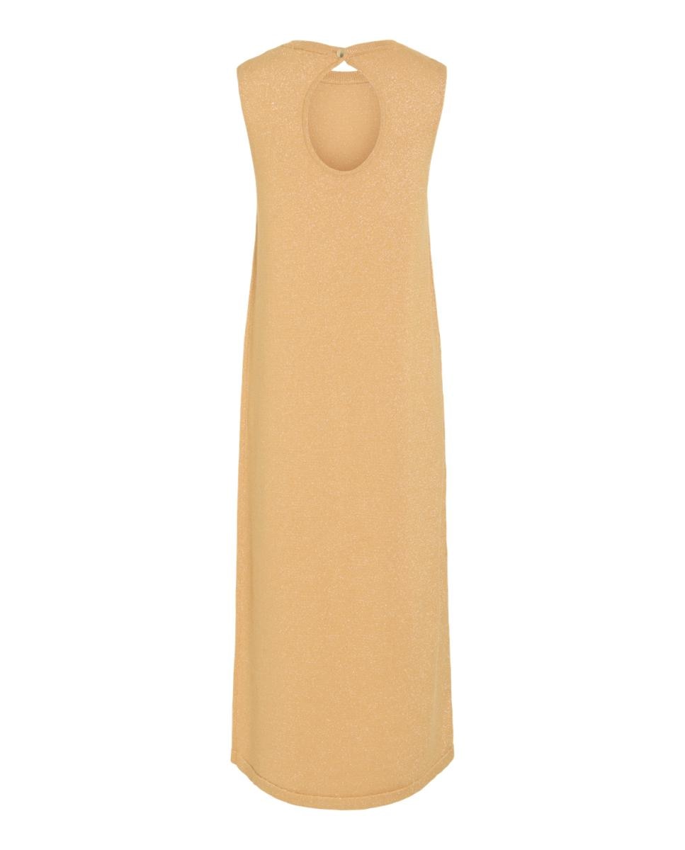 Vestido Midi de Malha com Fio Metalizado Caramelo-6