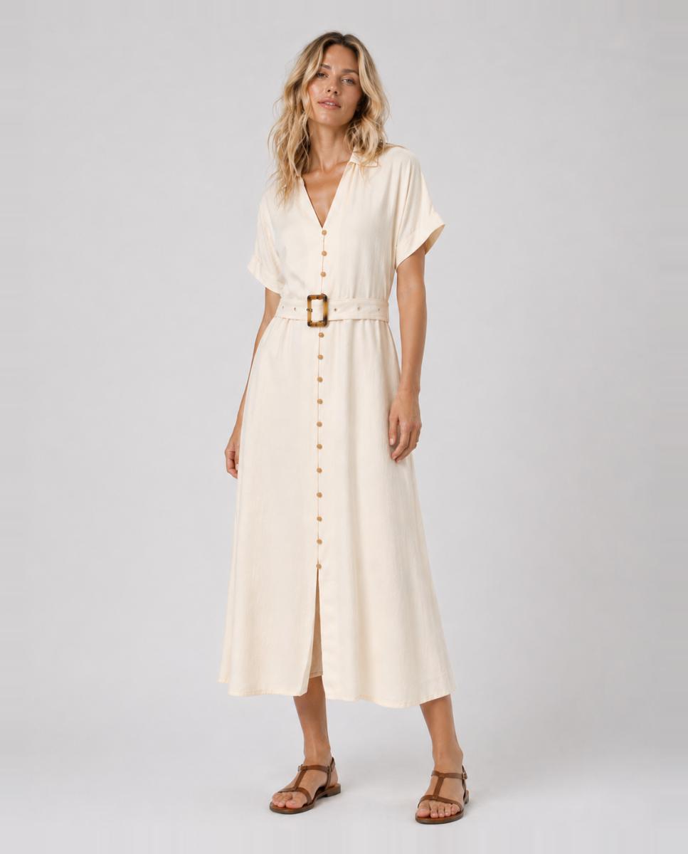 Imagem 0 de Vestido Camiseiro Midi de Linho