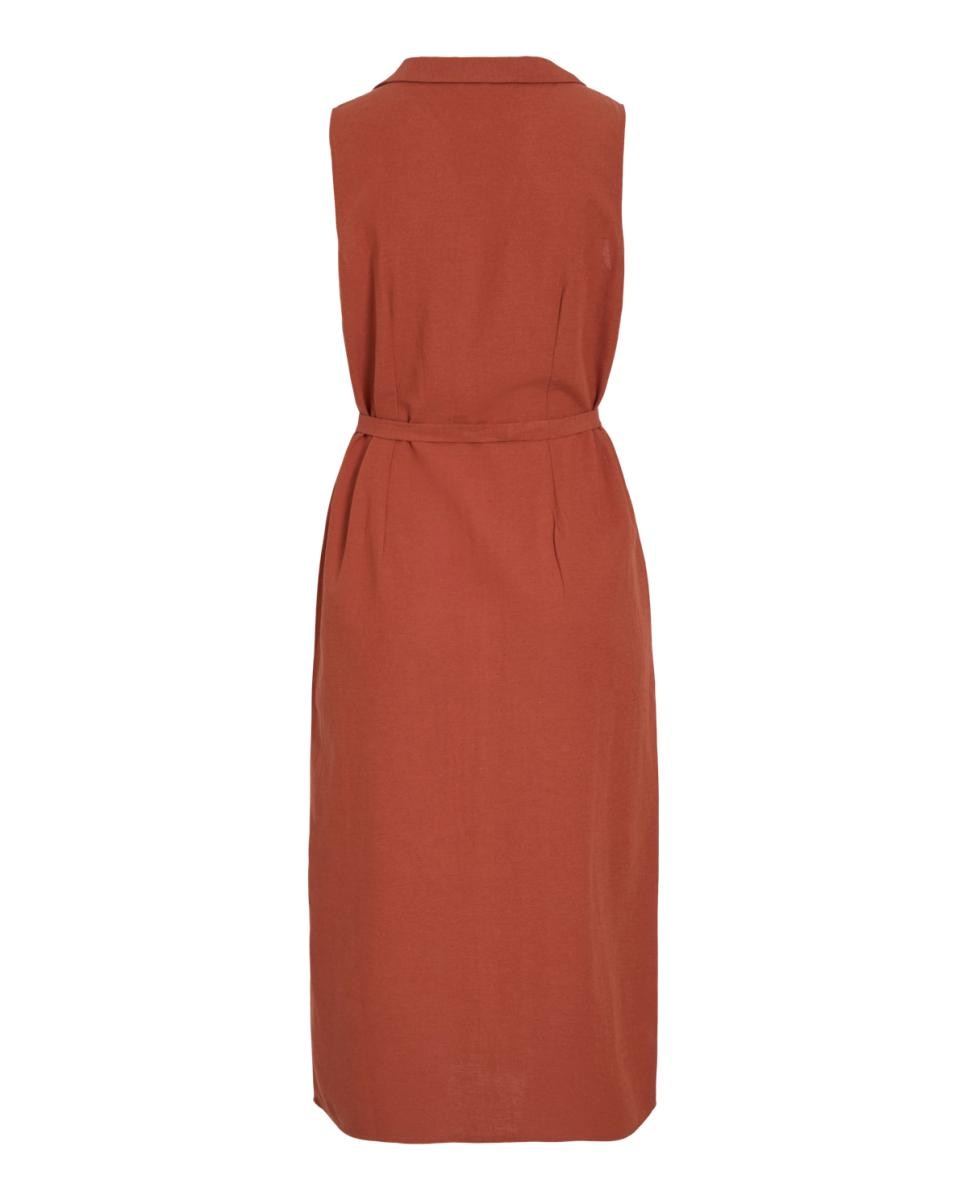 Vestido Camiseiro Midi de Linho Castanho-6