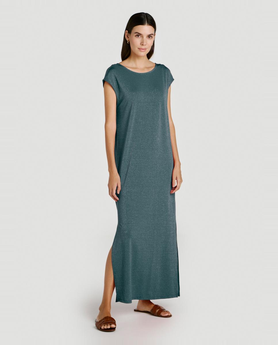 Vila - Vestido largo con lúrex.