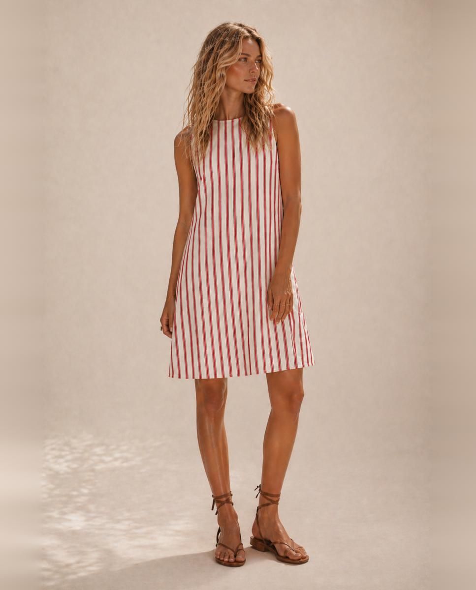Vila - Vestido corto sin mangas de lino.