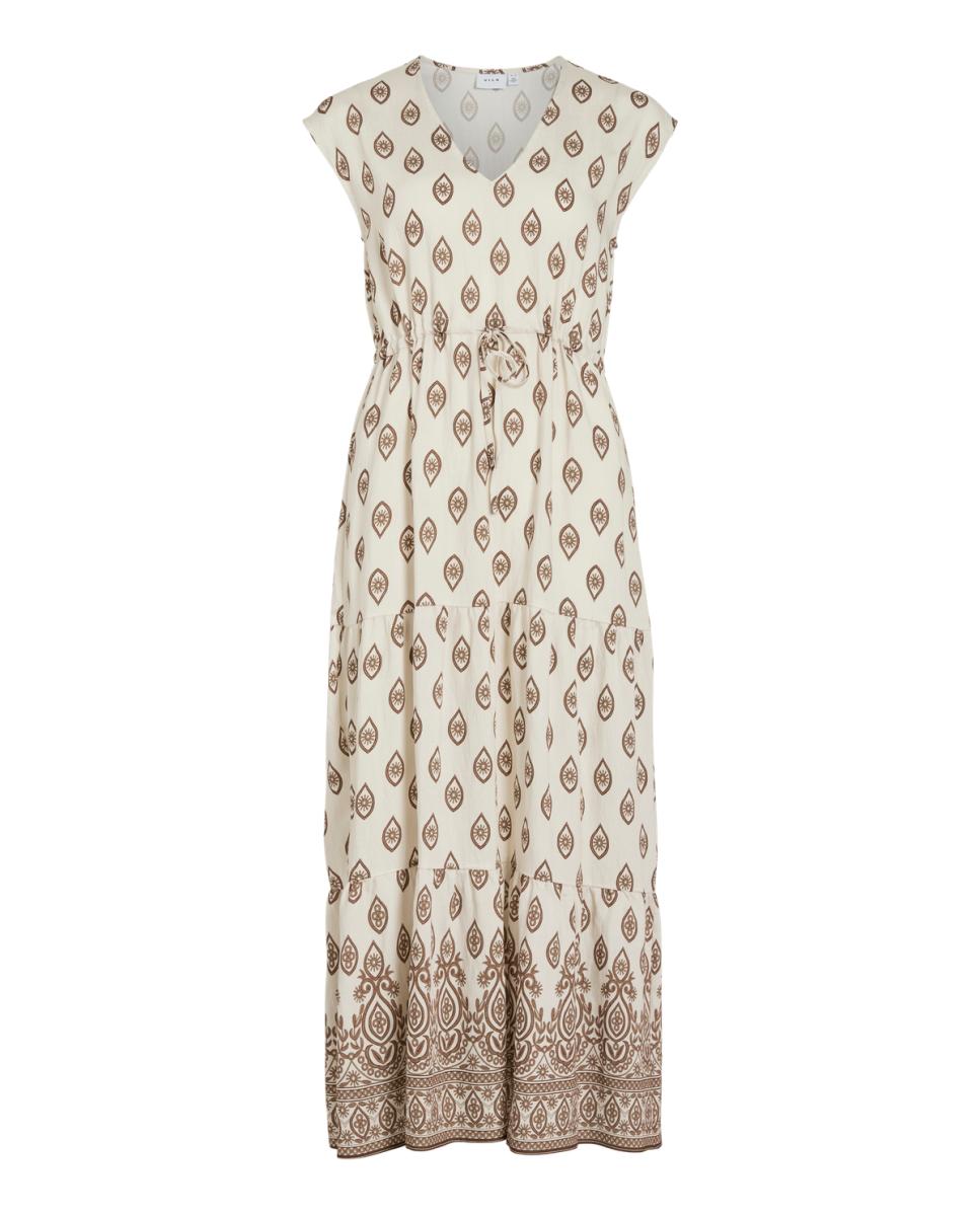 Vestido Midi Estampado com Viscose Castanho-2