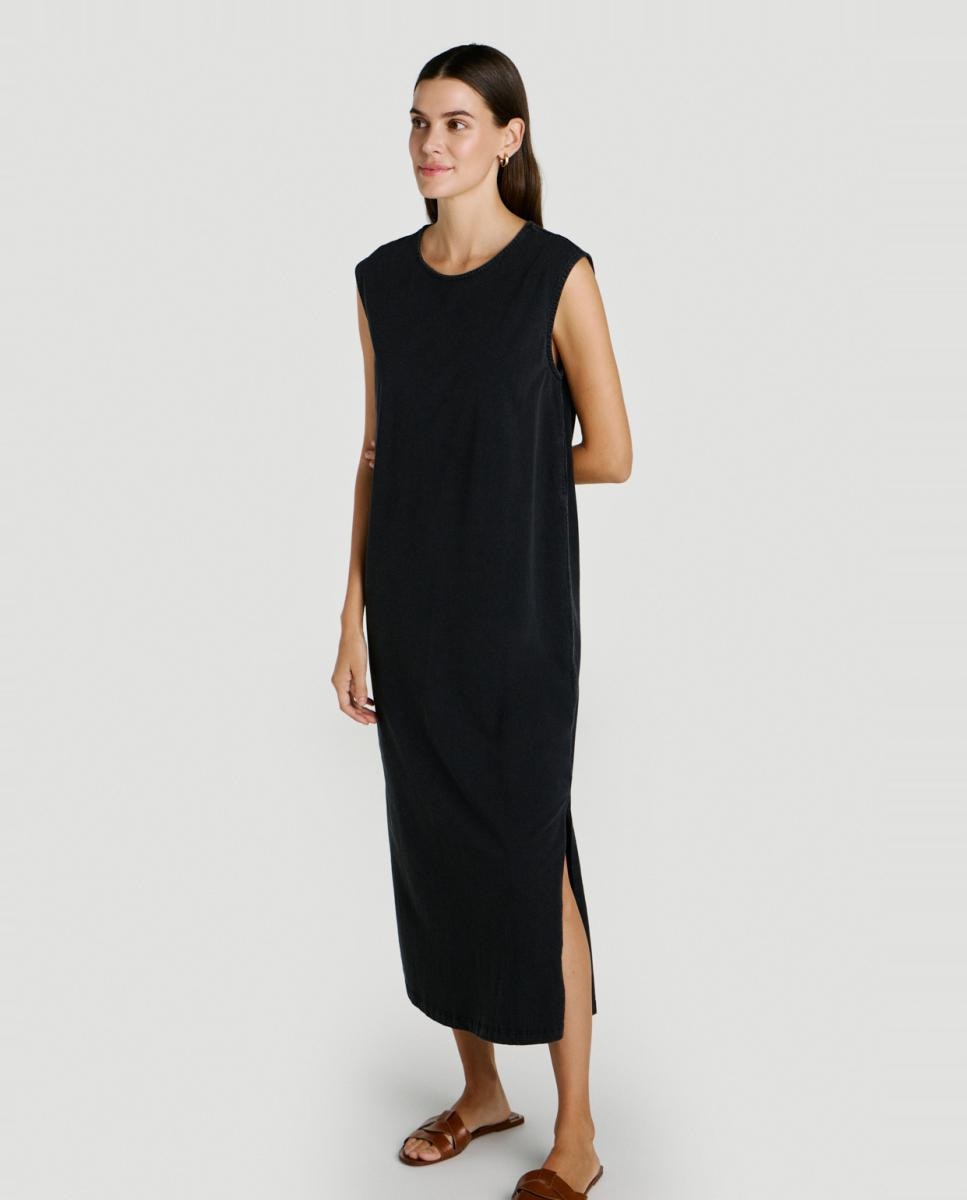 Vestido midi de algodão orgânico Preto-2