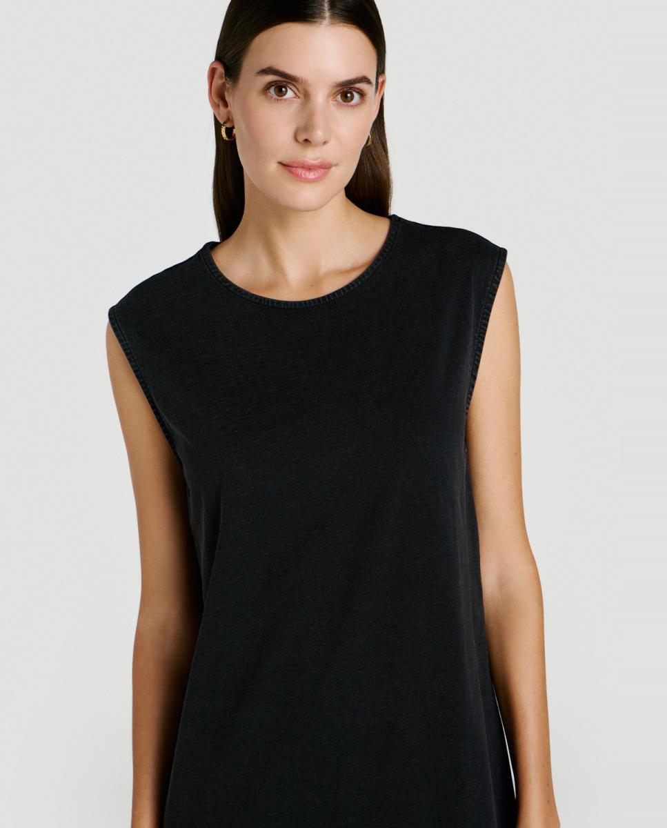 Vestido midi de algodão orgânico Preto-3