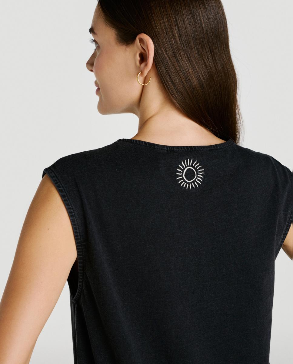 Vestido midi de algodão orgânico Preto-4
