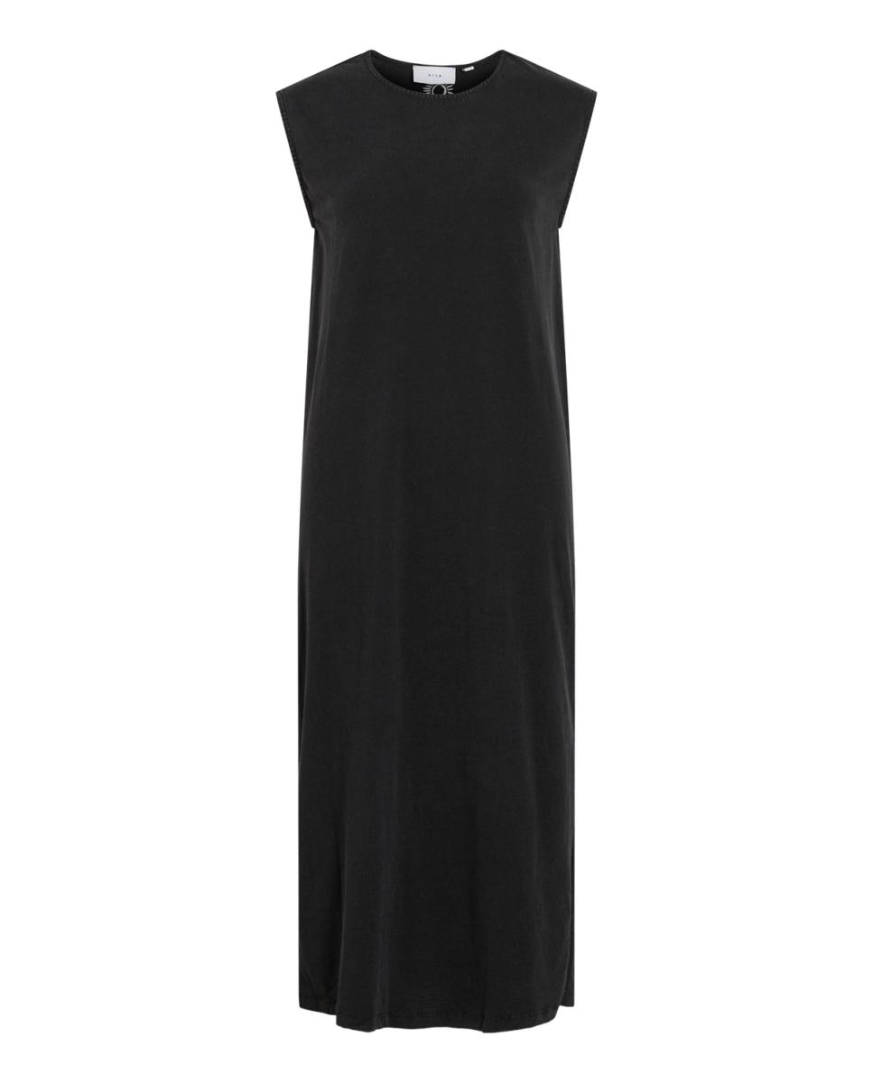 Vestido midi de algodão orgânico Preto-6