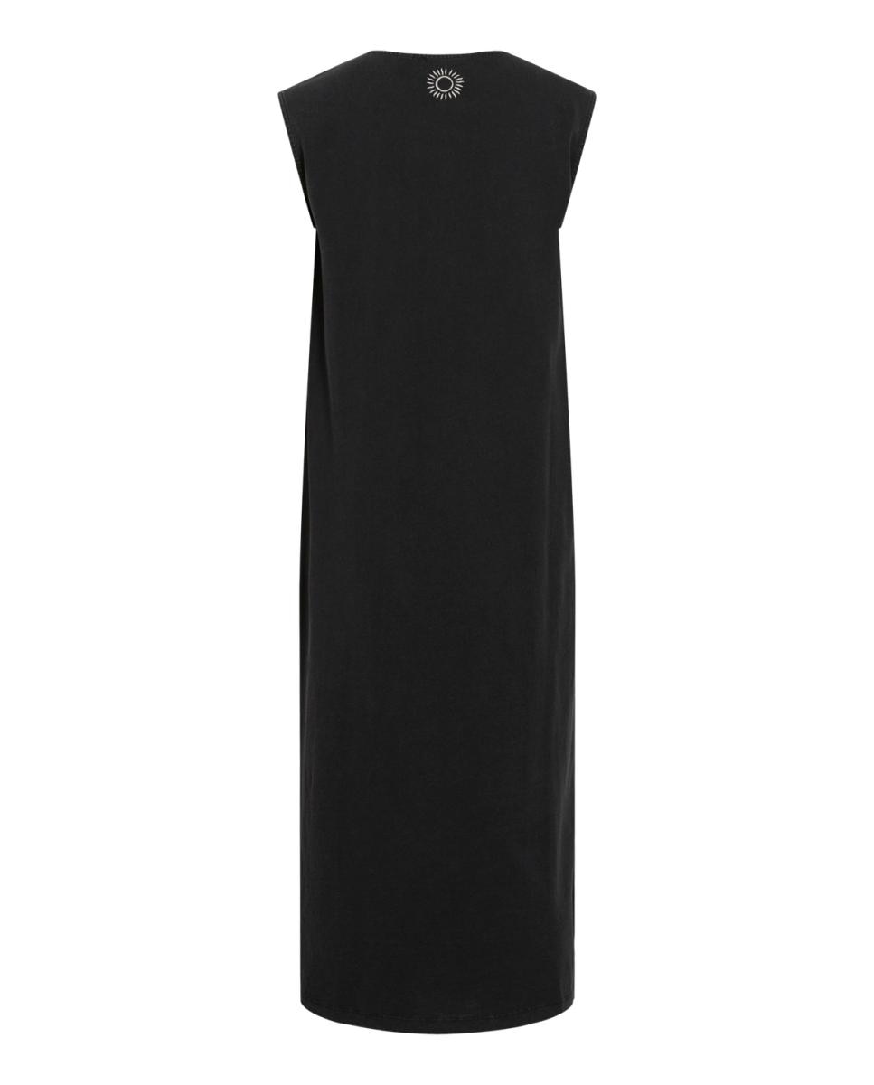 Vestido midi de algodão orgânico Preto-7