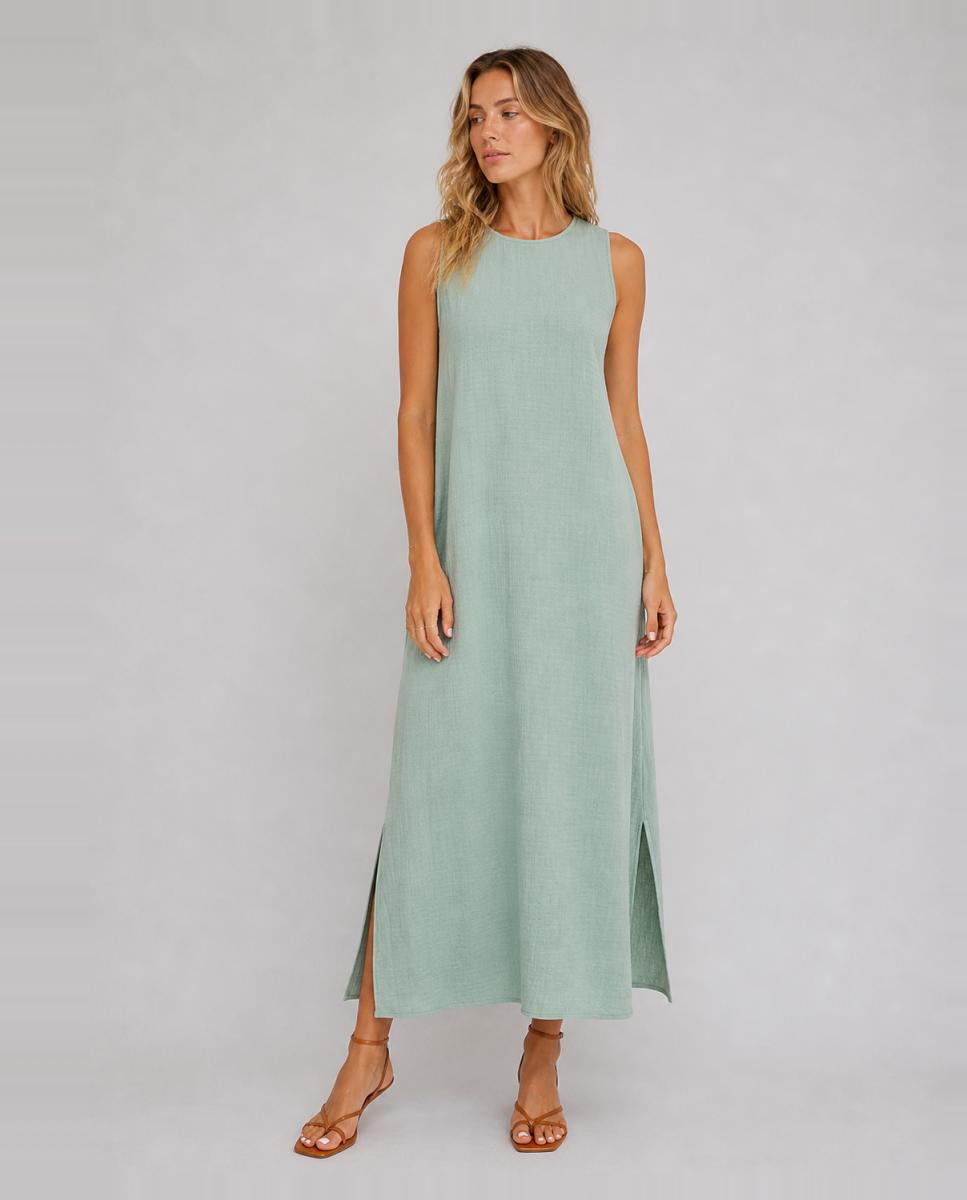 Vila - Vestido midi sin mangas de algodón orgánico.