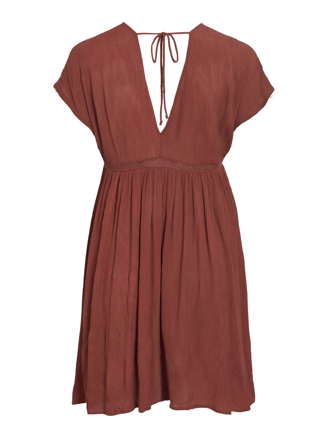 Vestido Curto de Estilo Boémio com Decote em V Castanho-5